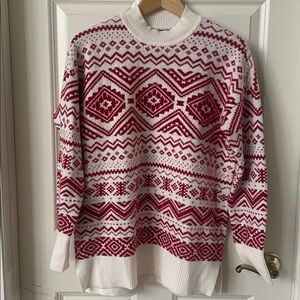 LOFT Size S red and white ski sweater